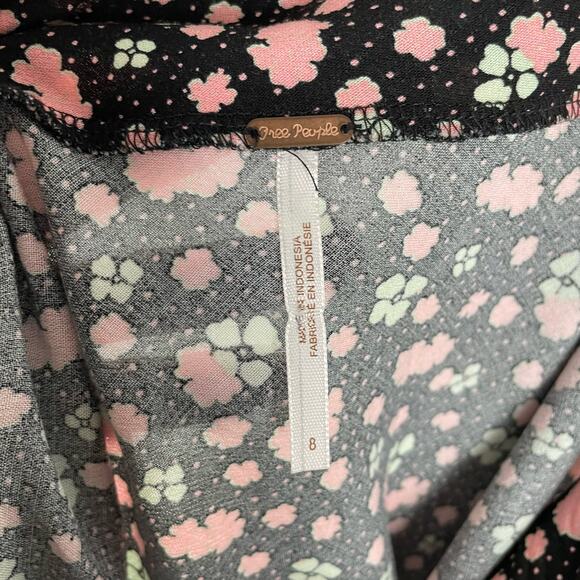 Free People IRL Vintage Ditsy Floral Print Skirt Womens 8 Black Pink A Line NWOT - Picture 6 of 12